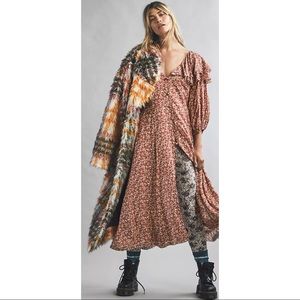 FREE PEOPLE float on a sunbeam midi dress floral rose size medium